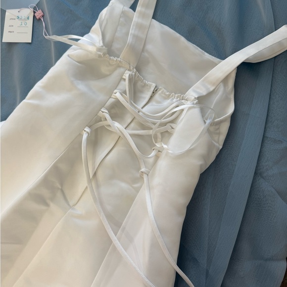 Elegant White Embroidered Dress - Picture 6 of 10